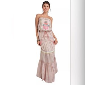 VENUS Strapless Maxi Dress - Pink and Cream